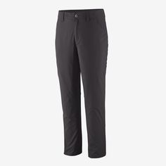 Designed for comfort and unconstrained movement, these multifunctional hiking pants are made of 96% NetPlus® postconsumer recycled nylon made from recycled fishing nets to help reduce ocean plastic pollution/4% spandex plain weave; with a durable water repellent (DWR) finish made without perfluorinated chemicals (PFCs/PFAS) to shed light moisture, and 40+ UPF sun protection. A roll-up cord and a button fastener on each pant leg boosts versatility. The inseam is 28; also available in a 30 inseam. Stretch Nylon Hiking Pants, Stretch Nylon Pants With Functional Pockets, Versatile Nylon Bottoms For Outdoor Activities, Patagonia Moisture-wicking Bottoms For Hiking, Versatile Nylon Bottoms For Hiking, Versatile Nylon Hiking Bottoms, Nylon Relaxed Fit Hiking Pants, Functional Fitted Pants For Hiking, Functional Patagonia Moisture-wicking Bottoms