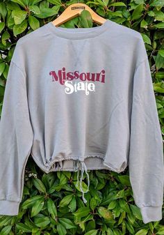 Missouri State Bears Womens Grey Cinch Bottom Crew Sweatshirt - 16650904 Temporary Store, Customer Service Gifts, Missouri State, Bear T Shirt, Team Names, Crew Sweatshirts, Collar And Cuff, Great Books, Team Spirit