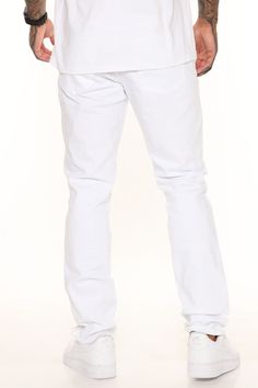 Available In White. 5 Pocket-Style Zip Fly Slim Fit Classic Clean Finish 32" Inseam 98% Cotton 2% Spandex Imported | Mens Cornell Slim Jeans in White size 32 by Fashion Nova Pant For Man, Tall Height, Jeans Pant, Slim Jeans, White Fashion, Pocket Detail, Jeans Slim, Model Height, Waist Size