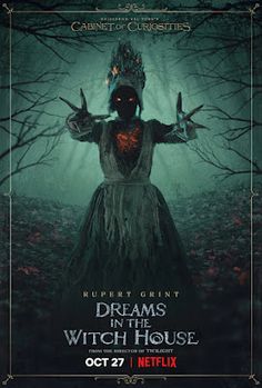 a poster for the upcoming horror film, dreams in the witch house with an image of a