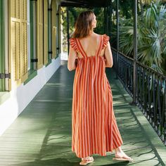 A burnt orange linen beauty. The flattering and feminine Hemingway Sofia dress is made with 100% linen. Complete with ruffle detailed sleeves and an open back with a slight elastic stretch, making for an extra comfortable fit. Extra bonus: she has pockets! Size Guide: To help with sizing, please refer to our guide below. S: 0-4 M: 6-8 L: 10-16 Model is 5'10", size 2-4, and wearing a size small Details: Linen Made in India Pink Bridesmaid Dresses Summer, Summer Bridesmaid Dresses, Pink Bridesmaid Dresses, Breezy Dress, Swimwear Dress, Blue Bridesmaid Dresses, Blue Bridesmaids, Easter Dress, Small Details