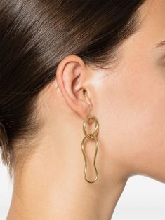 gold-tone gold plated sterling silver polished finish twisted hoop design drop design post-back fastening for pierced ears This is a single earring. Twist Jewelry, Hoop Design, Drop Design, Maria Black, Earring Gold, Ring Watch, Demi Fine Jewelry, Black Earrings, Fine Earrings