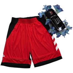 Nwt. Performance Shorts For Men Size Xl. Pull On, Elastic Waist With Internal Drawstring, Red, Black And White, Graphic White 3 Stripes Left Side, Brand Logo Right Side, 2 Side Pockets. As Per Tag It Is "Pro Bounce Short", Please Note And Shown As Zoomed In Picture, Minor Imperfection To The Material Front Right Side. Pictures Are Part Of Description. Measurements Are Taken While Laid Flat And Approximate Waist: 16" Unstretched (Doubled 32”) Rise: 14" Inseam: 8.5" Bundle To Save Or Reasonable Of Adidas Red Casual Bottoms, Red Casual Adidas Bottoms, Red Sports Pants For Summer, Adidas Red Athletic Shorts For Sports, Adidas Sporty Red Bottoms, Adidas Red Shorts For Summer, Red Adidas Shorts For Summer, Adidas Red Summer Shorts, Red Short Sportswear Bottoms