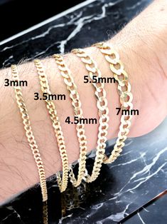 10K Solid Yellow Gold Curb Cuban Link Bracelet Beach Anklet For Men Women 10 Karat Real Gold Oro Pulsera Esclava ●Metal : 10K Solid Yellow Gold ●Purity : 10k with authenticity stamp ●Made in : United States ●Length : 7" 8" 9" 10" ●Shape :Solid Cuban Curb Link Bracelet / Anklet ●Finish : Cuban ●Condition : Brand New ●Clasp : Lobster Clasp ●Complimentary Premium Jewelry box included ●Free Shipping within U.S.A   Be sure to hit "favorite" on the right so it remains on your favorites list and/ or ad Luxury Cuban Link Gold Bracelet, Cuban Link Bracelet, Beach Anklets, Cuban Link, 14kt Gold, Solid Yellow, 925 Sterling Silver Jewelry, Austin Tx, Chain Link Bracelet