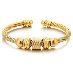 PRICES MAY VARY. Men Women Steel Gold Color Twisted Cable Cuff Bangle Bracelet with Bead Charms, Polished, Adjustable Metal: Stainless Steel Finishing: Polished Dimension: Circumference Stretchable 21CM(8.27"); Weight: 34.7g Package: Jewelry Box with Brand Name COOLSTEELANDBEYOND *Condition: 100% brand new
*Code: MB-2650
*Metal: Stainless Steel
*Finishing: Polished
*Dimension: Circumference Stretchable 21CM(8.27")
*Weight: 34.7g
*Package: Jewelry Box with Brand Name COOLSTEELANDBEYOND Champagne Brunch, Package Jewelry, Twisted Bangle, Fine Silver Jewelry, Cuff Bangle Bracelet, Beads Charms, Bracelet For Men, Cuff Bangles, Gold Jewellery