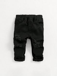 Baby Boy Solid Color Ripped Jeans, Casual And Simple Style For Fall And Winter Black    Denim Plain Bottoms Slight Stretch  Baby Boys Clothing, size features are:Bust: ,Length: ,Sleeve Length: Ripped Jeans Casual, Style For Fall, Winter Baby Boy, Baby Boy Summer, Boys Summer Outfits, Boys Denim, Printed Sleeveless Top, Jeans Casual, Ripped Denim