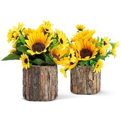 PRICES MAY VARY. Decent & Alive - The fake flowers are approximately 5.9'' x 3.7'' (H*W), attractive shape and small dimension make them to become a perfect table centerpiece, made of silk and plastic. With bright yellow petals and brown centers that ripen into heavy heads, sunflower look very generous in vase. They are vivid and lifelike in details Presentable & Easy matching - With their seasonal color, fake sunflowers in wooden box will be a lovely summer or fall flower decor, these floral ar Log Planters, Fake Sunflowers, Potted Sunflowers, Log Planter, Window Sill Decor, Table Centerpieces For Home, Rustic Wedding Table Decor, Hanging Mason Jars, Artificial Potted Plants