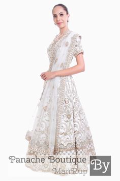 Zardozi Work, Curated Outfit, Embroidered Anarkali, Add Sleeves, Dupion Silk, Net Fabric, Anarkali Suits, White Colour, Indian Bridal