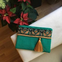 Green gold embroidered boho clutch | Etsy Bohemian Style Festive Pouch As Gift, Bohemian Pouch As Festive Gift, Festive Bohemian Pouch As Gift, Bohemian Pouch Gift For Festive Occasions, Festive Bohemian Pouch With Zari Work, Rectangular Embroidered Clutch For Celebration, Bohemian Bags With Zari Work For Gifts, Embroidered Clutch Potli Bag Gift, Bohemian Pouch Bag For Celebration