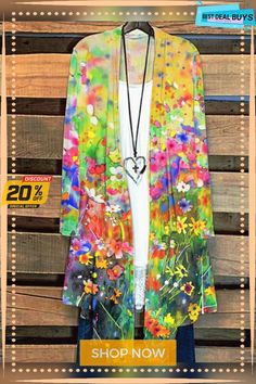 Women's Colorful Floral Print Casual Cardigan Summer Patchwork Cardigan, Multicolor Floral Print Outerwear For Festival, Trendy Multicolor Spring Outerwear, Multicolor Floral Print Long Sleeve Cardigan, Spring Printed Long Sleeve Cardigan, Casual Patchwork Cardigan For Spring, Green Long Sleeve Summer Cardigan, Green Long Sleeve Cardigan For Summer, Trendy Colorful Cardigan