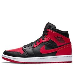 Nike Air Jordan 1 Mid “Banned” has the same color scheme as the forbidden high-top. The upper of shoes are composed by classic black and red. Other details include hyper royal-white midsole and red rubber outsole which finishes the look. SKU: 554724-074 Release Date: Oct 31, 2020 Color: BLACK/UNIVERSITY RED/WHITE (AJ1/SNKR/Retro/Men's/Mid Top/Basketball) Mid-top Sneakers With Red Sole For Streetwear, Jordan Mid-top Shoes With Rubber Sole For Streetwear, Mid-top Jordan Shoes With Contrast Sole, Mid-top Jordan Shoes With Contrast Sole For Streetwear, Mid-top Jordan Shoes With Rubber Sole For Streetwear, Mid-top Jordan Shoes For Streetwear With Contrast Sole, High-top Sneakers With Red Sole For Streetwear, Leather High-top Sneakers With Red Sole For Streetwear, Jordan Mid-top Shoes With Red Sole For Streetwear