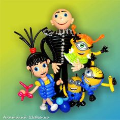 a group of cartoon characters standing next to each other