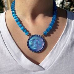 Moon Stone Necklace, Kirks Folly Jewelry, Kirks Folly, Large Pendant Necklace, Moon Necklace, Fashion Jewelry Necklaces, Blue Moon, Moon Stone, Stone Necklace