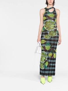 Ottolinger graphic-print Maxi Dress - Farfetch Asymmetric Neckline, Upcycled Materials, Maxi Dress Green, Printed Maxi, Wash Bags, Printed Maxi Dress, All Brands, The Process, Graphic Prints