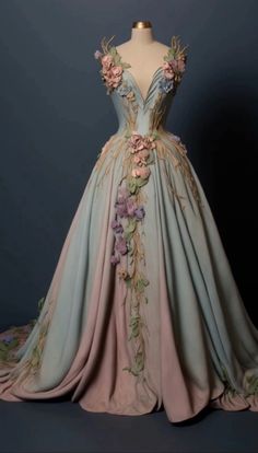 Acotar Spring Court Dresses, Acotar Ball Outfits, Spring Court Acotar Dress, Spring Ballgown, Spring Court Fashion, Fae Dress Gowns, Spring Court Dress, Feyre Dress, Fantasy Ball Gowns