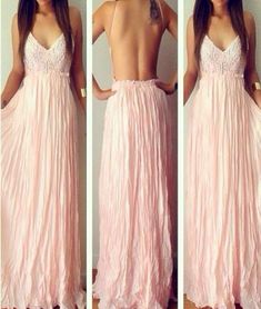 Pink Flowy Chiffon Dress For Banquet, Backless Chiffon Dress For Prom, Pink Chiffon Dress For Summer Banquet, Fitted Backless Chiffon Maxi Dress, Pink Chiffon Maxi Dress For Banquet, Fitted Pink Chiffon Dress, Pink Lace Backless Dress, Party Dress With Lace Back In Chiffon, Fitted Backless Chiffon Dress