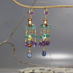 Amethyst Birthstone Earrings, Chandelier Earrings, Amethyst Jewelry, Statement Boho Earrings, Februa Fusion Style Dangle Earrings With Gemstone Accents, Purple Briolette Fine Jewelry Earrings, Amethyst Dangle Earrings Fine Jewelry, Fine Jewelry Amethyst Dangle Earrings, Fine Jewelry Amethyst Earrings With Gemstone Accents, Amethyst Gemstone Crystal Drop Earrings, Fusion Style Gemstone Chandelier Drop Earrings, Purple Gemstone Accented Drop Earrings, Fusion Dangle Earrings With Gemstone Accents