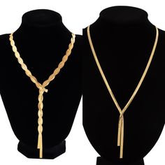 Brand Name: MaytrendsMetals Type: Copper AlloyMetals Type: Iron alloyNecklace Type: Pendant NecklacesMaterial: MetalGender: WomenModel Number: C05599 C05600Style: Hiphop/RockShape\pattern: GeometricFine or Fashion: FashionOccasion: PartyChain Type: Snake ChainItem Type: Necklacescolor: gold color silver colorstyle: Punk, fashion, hip-hop, simplicitymaterial: Copper chainoccasion: Party, birthday, banquet, bar, nightclubcharacteristic: Flat snake chain necklacecharacteristic: Twisted flat snake c Long Tassel Necklace For Party, Elegant Metal Tassel Necklace For Parties, Metal Tassel Necklace For Party, Party Adjustable Clavicle Chain Drop Necklace, Adjustable Clavicle Chain Drop Necklace For Party, Adjustable Dangle Tassel Necklace For Party, Long Tassel Necklace With Adjustable Chain For Party, Adjustable Lariat Chain Necklace For Parties, Adjustable Clavicle Chain Necklace For Party