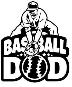 the baseball dad logo is shown in black and white