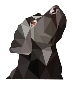 a sticker with a dog's head made up of triangles