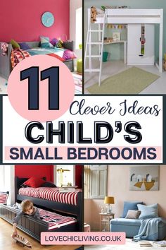 children's small bedroom with bunk beds and pink walls