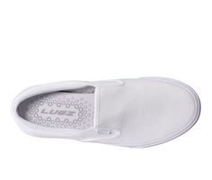 Cushioned Insole for added comfort; Canvas Upper; Rubber outsole, vulcanized; Classic slip-on style with side gore panels that stretch for easy on/off; Breathable Lining; Padded collar and tongue for a comfortable fit Canvas upper, Slip On entry,1.18\ heel, Plain Toe, Cushioned footbed, Rubber outsole | Women's Lugz Clipper Wide Slip On Shoes in White Size 9 Vulcanized Sole Slip-on Sneakers For Streetwear, Comfortable Slip-on Skate Shoes With Vulcanized Sole, Breathable Synthetic Slip-on Canvas Shoes, Streetwear Slip-on Sneakers, Synthetic Slip-ons With White Sole For Streetwear, White Sports Slip-ons With Rubber Sole, Slip-on Skate Shoes With Vulcanized Sole, White Vulcanized Sole Slip-ons For Streetwear, White Slip-resistant Slip-on Sneakers