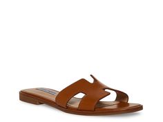 Saw this at DSW! Leather Sandals With Square Toe For Vacation, Classic Open Toe Sandals For Spring, Trendy Brown Open Toe Sandals, Modern Square Toe Beach Sandals, Leather Square Toe Mules For Beach, Leather Mules With Square Toe For Beach, Modern Slides With Leather Lining For Spring, Modern Leather-lined Slides For Spring, Classic Summer Sandals With Square Toe