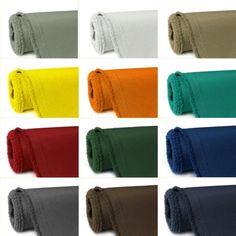 various colors of cloths are shown in this image, including green, red, yellow, blue, and brown