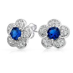 Bling Jewelry Blue Floral Studs (29 AUD) ❤ liked on Polyvore featuring jewelry, earrings, blue, stud-earrings, fake earrings, floral jewelry, floral earrings, floral stud earrings and imitation jewellery Blue Sapphire Jewelry, Flower Earrings Gold, Fake Earrings, Blue Stud Earrings, Sapphire Earrings Studs, Floral Studs, Sapphire Color, Cubic Zirconia Earrings, Cz Stud Earrings