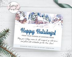 a christmas card with the words happy holidays from your friends at company name on it