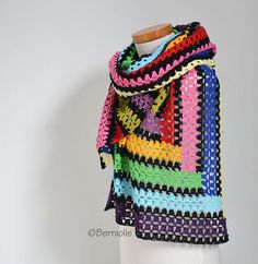 Crochet shawl rainbow stripes Q532 Multicolor Cotton Shawl Scarf, Summer Multicolor Shawl-style Dupatta, Multicolor Summer Shawl Dupatta, Summer Multicolor Shawl Dupatta, Multicolor Shawl Dupatta For Summer, Summer Wraps, Crochet Shawls, Wrap Scarf, Cotton Crochet