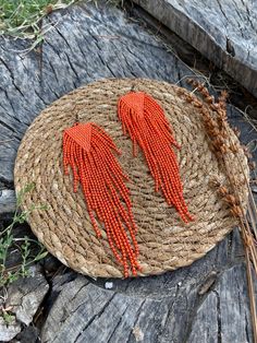 Unique Earring, Beaded Fringe Earrings, Orange Earrings, Earring Gift, Earrings Unique, Beaded Fringe, Seed Bead Earrings, Fringe Earrings, Bead Earrings