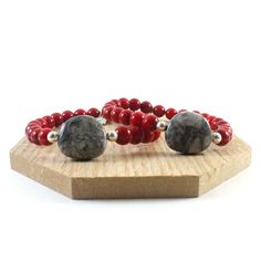 jasper stone with coral beads bracelet Red Agate Beaded Bracelets For Meditation, Red Agate Beaded Bracelet For Meditation, Red Coral Gemstone Beaded Bracelets, Red Bracelets With Natural Round Beads, Red Bracelets With Natural Stones And Round Beads, Red Bracelets With Natural Stones, Jasper Beaded Bracelets For Gifts, Red Coral Gemstone Beads Bracelets, Red Agate Bracelets For Meditation