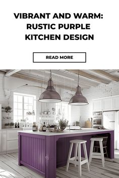 rustic purple kitchen Purple Kitchen Cabinets, Purple Kitchen Designs