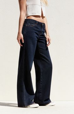 Level up your denim rotation with the Dark Indigo Low Rise Baggy Jeans from PacSun. Featuring a trendy low-rise waist and an ultra-slouchy full-length leg, these jeans offer a relaxed, baggy fit that exudes laid-back vibes. Complete with a classic 5-pocket body and lightly distressed edges, they're the perfect combination of comfort and style for any casual occasion. Dark Wash Baggy High Rise Flare Jeans, Baggy High-rise Dark Wash Flare Jeans, Baggy High Rise Flare Jeans In Dark Wash, Trendy Dark Wash Relaxed Fit Flare Jeans, Trendy Relaxed Fit Dark Wash Flare Jeans, Chic Baggy Mid-rise Flare Jeans, Relaxed Mid-rise Denim Bottoms, Relaxed Mid-rise Denim Jeans, Relaxed Wide Leg Jeans For Fall