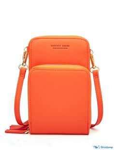 OrcaJump - Womens 2022 Messenger Bag Mobile Phone Purse Messenger PU Leather Zipper Plain Print Everyday Date Wine Green Black Gray Zippered Phone Shoulder Bag, Crossbody Phone Purse, Orange Handbag, Cell Phone Purse, Phone Bags, Phone Purse, Leather Clutch Bags, Small Crossbody Bag, Small Crossbody