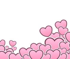 many pink hearts are in the air on a white background with space for your text