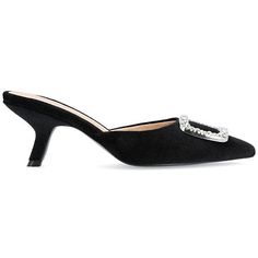 Journee Collection Womens Rishie Pump Slip on these perfectly pretty pumps for your next date night or dressy event. With their soft velvet upper, gemstone accents and pointed-toe shape, you'll have everyone taking a second glance.  Good to Know All measurements are approximate and were taken using a size 6. Please note measurements may vary slightly by size. Elegant 4-inch Kitten Heels For Evening, Glamorous Pointed Toe Kitten Heels For Formal Events, Glamorous 4-inch Kitten Heels For Party, Pointed Toe Kitten Heels For Events, Chic High Heel Kitten Heels For Cocktail, Glamorous Pointed Toe Kitten Heels For Party, Chic Low Heel Heels For Events, Chic Kitten Heels For Events, Glamorous Heels With Padded Heel For Date Night