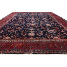 90023 Antique Persian Sarouk Mahal Rug, 12'05 x 18'07. Step into the world of timeless elegance with this hand-knotted wool antique Persian Sarouk Mahal rug, a captivating masterpiece that blends intricate design with rich cultural heritage. This exquisite Persian rug showcases an allover floral pattern, meticulously crafted to create a harmonious and dynamic composition. The curvilinear design features blooming palmettes, serrated leaves, rosettes, and delicate floral sprigs, each element interwoven to form a lush botanical tableau that enchants the eye and delights the senses.  The central field is adorned with an array of botanical elements, arranged in a fluid and organic manner. The intricate motifs of blooming palmettes and serrated leaves create a sense of movement and life, while t Traditional Color Palette, Burlap Rug, Diamond Sisal Rug, Dynamic Composition, Botanical Elements, Erin Gates, Ivy League Style, Art Deco Rugs, Sisal Rug