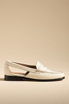 Leather upper, insole, sole Slip-on styling Imported | Weejuns® Whitney Summer Loafers by G.H.BASS in White, Women's, Size: 9, Leather at Anthropologie Summer Loafers, Bass Weejuns, Loafer Shoes Women, 50 Fashion, G H, Shoe Style, Shoe Shop, Flat Shoes Women, Bass