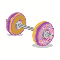 a pair of dumbbells with sprinkles and donuts on them