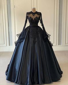 Ball Gown Black Long Sleeves Lace Prom Dresses,Beading Formal Evening Dresses,PD22329 on Storenvy Black Corset Dress Long, Ball Gown Black, Black Wedding Gowns, Prom Dress Pictures, Lace Prom Dresses, Dreamy Gowns, Black Ball Gown, Gown Black, Long Sleeve Evening Dresses