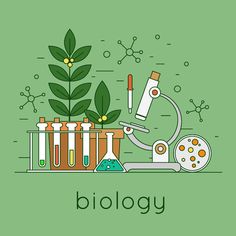 the concept of science and plant life is depicted in this flat line art style illustration