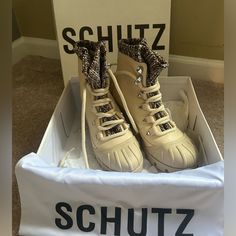 Schutz Jan Tweed Bootie, Size 8b. Comes In Original Box With Shoe Bag Worn Once, Look Brand New. Smoke And Pet Free Home. Red Kitten Heels, Lug Sole Boots, Black Boots Tall, Block Heel Ankle Boots, Studded Boots, Brown Booties, Lace Up Ankle Boots, Heeled Ankle Boots, Suede Booties