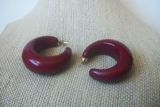 Retro Deep Cranberry Red Thick Hoop Old Plastic Earrings 5917 Old Plastic For pierced ears Up to 1/2 inch thick and 1 1/2 inches in length Small Red Hypoallergenic Hoop Earrings, Red Pierced Hoop Jewelry, Red Hoop Pierced Jewelry, Red Hoop Pierced Earrings, Red Pierced Hoop Earrings, Plastic Earrings, Retro Jewelry, Jewelry Earrings Hoops, Pierced Ears