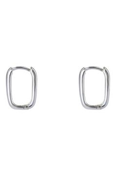 Accessorize in modern style with these sterling silver hoop earrings in an oblong shape. 1/2" drop; 1/8" width Sterling silver Imported Modern Sterling Silver Oblong Earrings, Modern Oblong Sterling Silver Earrings, Modern Silver Rectangular Earrings, Modern Silver Single Huggie Earring, Modern Nickel-free Rectangular Hoop Earrings, Modern Hoop Earrings With Rectangular Links For Everyday, Modern Oblong Huggie Earrings, Gift Kit, Diy Kits Gift