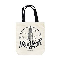 NY Skyscraper Tote Bag. Elevate your style with this NYC-inspired tote bag! Perfect for toting around all your daily essentials while giving you the feeling of being on top of the world (or at least on top of the city). Makes a great gift for any city-dwelling fashionista! 13.5" W x 14.5" H x 3.25” D. Gusseted for extra capacity Made of strong cotton canvas Urban Everyday White Bag, White Urban Everyday Bag, Everyday Urban White Bag, Urban Travel Tote Shoulder Bag, Tote Gift Bag For Weekend Trips, Urban Tote Bags For Daily Use, Trendy Tote Bags For Weekend Trips, Eco-friendly Canvas Travel Bag With Dust Bag, On Top Of The World