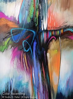 an abstract painting with multicolored lines on it's face and wings,