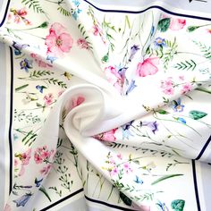 Beautiful and feminine small square scarf with pink poppy flowers and other field flowers on a white background. The scarf can be used as a neck wrap, headband, hair tie and bag decor. The scarf is silk satin and is in mint condition. It comes in a gift wrap and with a 'Thank you' card. For more scarves in my store visit: https://www.etsy.com/ca/shop/NostalgicByLiliya?ref=seller-platform-mcnav&section_id=25031148 For other items visit: https://www.etsy.com/ca/shop/NostalgicByLiliya?ref=seller-platform-mcnav White Square Silk Scarf As Gift, White Square Scarf For Summer, White Silk Scarf With Floral Print For Gift, White Floral Print Silk Scarf For Gift, White Floral Print Silk Scarf As A Gift, White Square Scarf For Spring, White Square Silk Scarf For Spring, White Handkerchiefs As Spring Gifts, White Silk Scarf With Floral Print For Summer