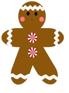 a gingerbread cut out with candy canes on it's chest and eyes